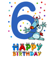 sixth birthday cartoon card design vector image