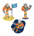 astronaut character exploring outer space cartoon vector image
