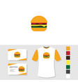 burger logo design with business card and t shirt vector image vector image