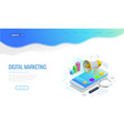 isometric concept of analytics strategy vector image