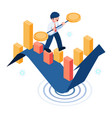 isometric businessman balancing on financial vector image vector image