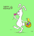 easter bunny rabbit with basket full of eggs vector image vector image