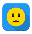 sad yellow smile app icon with long shadow vector image vector image
