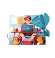 sick man works from home vector image vector image