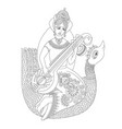 black and white drawing of indian hindu goddess vector image
