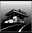 gas station on the road retro style vector image vector image