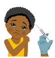 sad african american girl beeng vaccinated vector image