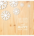 wood board with white snow and stars vector image
