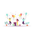 people with mask celebration party flat design vector image vector image