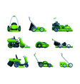 lawn mowing gardening machines tractors vector image