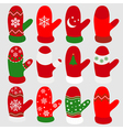 set of christmas mittens vector image