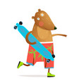 kids bear animal skating with longboard fun design vector image