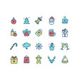 christmas sign color thin line icon set vector image