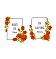 funeral red rose frame with quote and inscription vector image