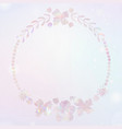 floral wreath frame holography effect vector image
