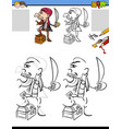 drawing and coloring task with pirate character vector image