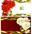 frame set of red and white roses vector image vector image