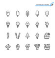 ice cream line icons editable stroke vector image vector image