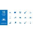 15 landscape icons vector image vector image