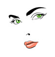 a woman s face green-eyed thoughtful vector image