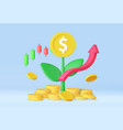3d money tree plant with coin vector image