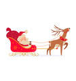 happy santa claus character riding red sleigh vector image vector image
