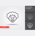 clown face line icon with editable stroke vector image vector image