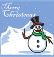 christmas greeting card template snowman cartoon v vector image