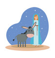 cute mary virgin with mule on night vector image vector image