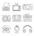 retro media devices icons in thin line style vector image vector image