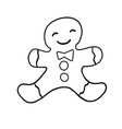 gingerbread man in outline doodle style christmas vector image