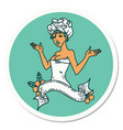 tattoo style sticker a pinup girl in towel vector image vector image