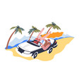 couple riding in car summer vacation and holidays vector image