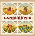 vintage colorful landscapes set vector image vector image