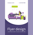 woman sitting on sofa with cat and laptop under vector image vector image