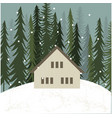 hut in winter forest vector image