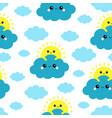seamless pattern sun holding blue cloud vector image vector image