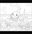 funny great white shark on a summer beach vector image