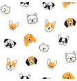 seamless pattern with heads of different breeds vector image vector image