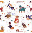 colorful joyful dog wearing funny costumes vector image