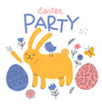easter party invitation template cute rabbit vector image