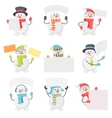 set of snowman cartoons with blank message board vector image