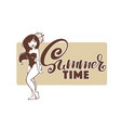 summer time beach banner in retro stile vector image vector image