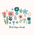 floral design elements leaves flowers vector image