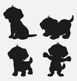 set of dog silhouettes cartoon with different pose vector image vector image