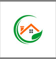 house with leaf ecology for icon home logo vector image vector image