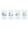 set mobile pages for construction works vector image vector image