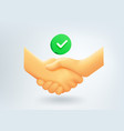 business agreemend concept with shaking hands 3d vector image