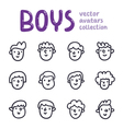 boys outline avatars collection vector image