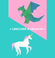 mythical animals origami paper craft set vector image